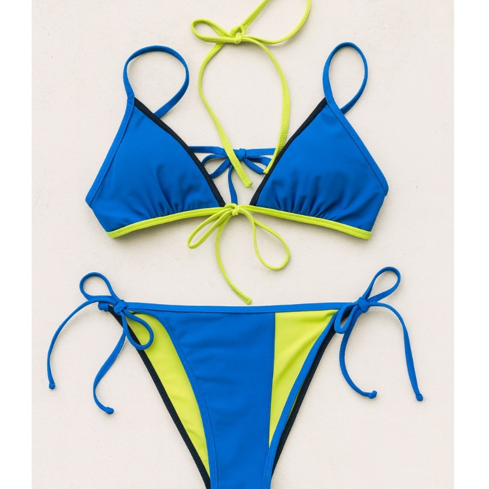 Aerie Blue and Neon Bikini Set